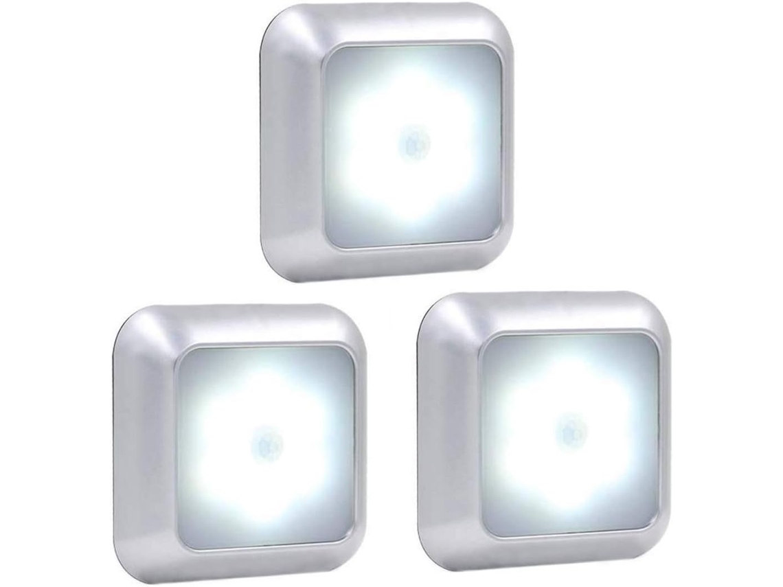 Luminária Com Sensor De Movimento, Luz De Gabinete, Luz Noturna De 6 Leds (luz Branca, Pacote Com 3)
