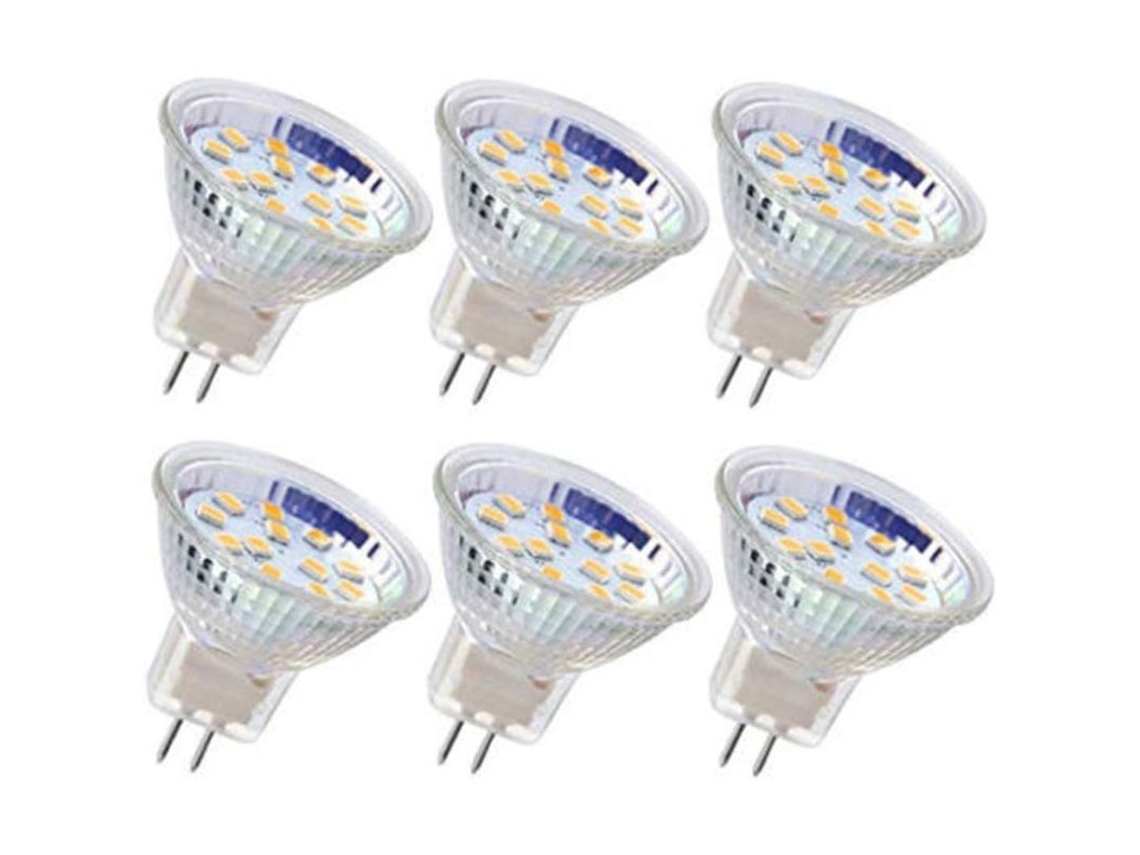 6 Bombillas Led Mr11 Con Base Gu4, 3w Equivalentes A 20w, 12v, Luz Blanca Cálida Para Iluminación.