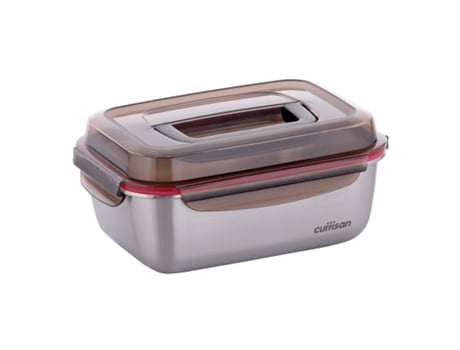 Recipiente Rectangular con Asa de 2.8L en Acero Inoxidable Apto Microondas CUITISAN