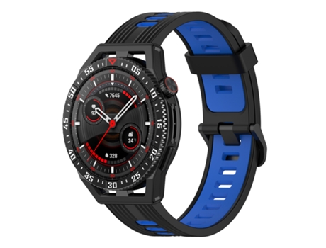 Correa de reloj inteligente para Garmin Vivoactive4 Correa de reloj de silicona vertical bicolor de 22 mm (negro + azul)