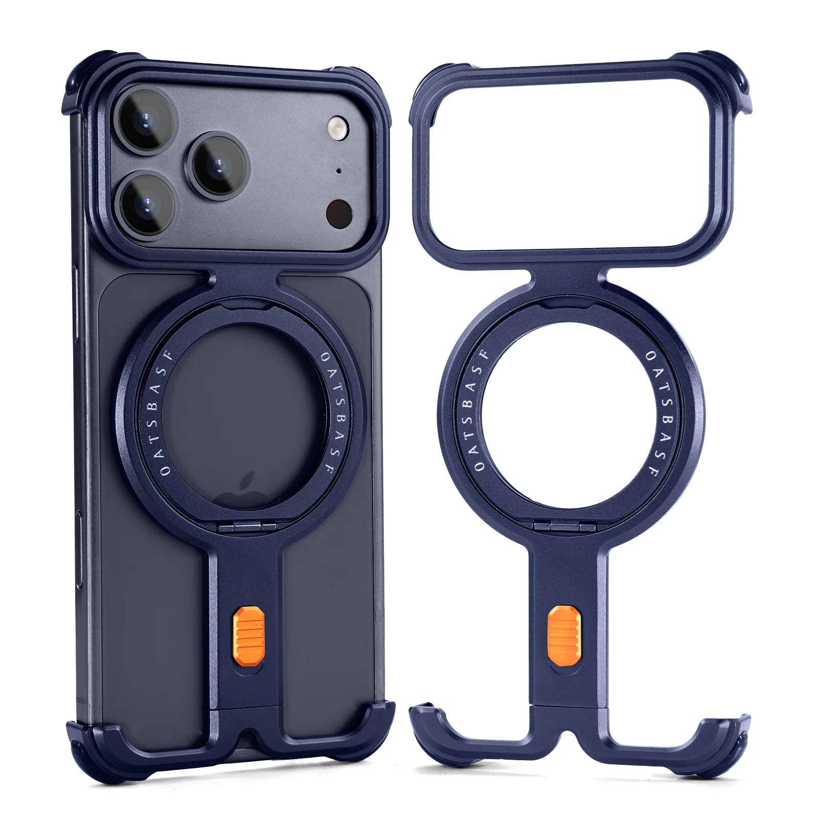 (iphone 17 Pro Max Azul) Funda Magnética Para Teléfono, Soporte De Anillo Giratorio De 360°, Carga Inalámbrica Magsafe.