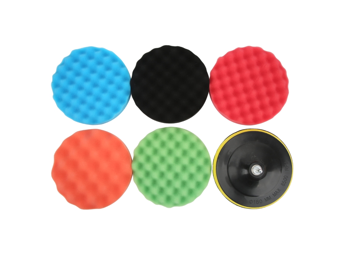 Juego De 7 Esponjas De Pulido (7 Pulgadas) Con Adaptador Para Taladro Eléctrico Para Pulir Cuero.