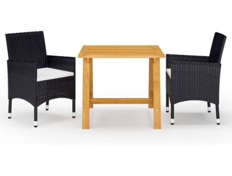 Conjunto 3 de comedor de jardín de VIDAXL negro