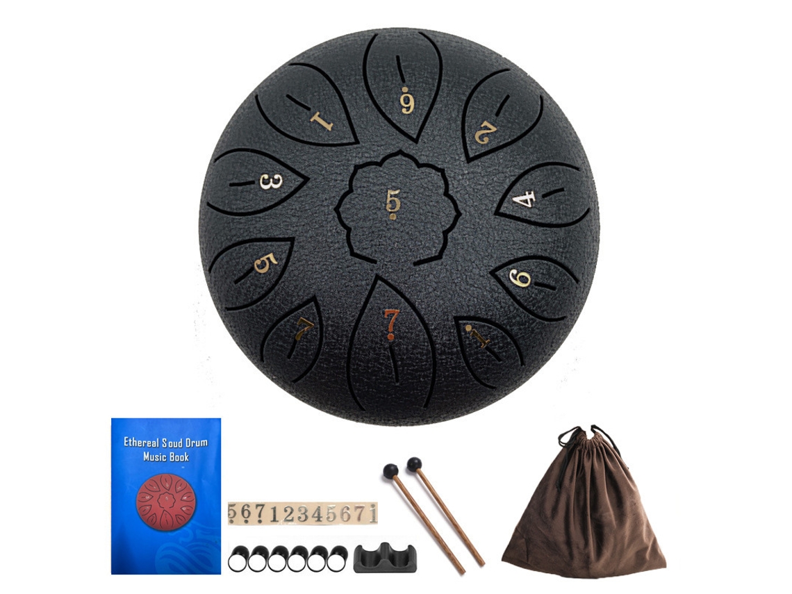 Tambor De Mano Digitallab De 6 Pulgadas Con 11 Notas En Escala Menor Para Niños Con Baquetas (negro)