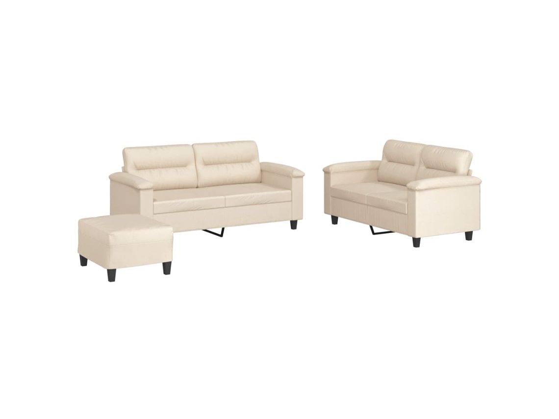 Conjunto 3 de sofás con cojines VIDAXL tela microfibra beige