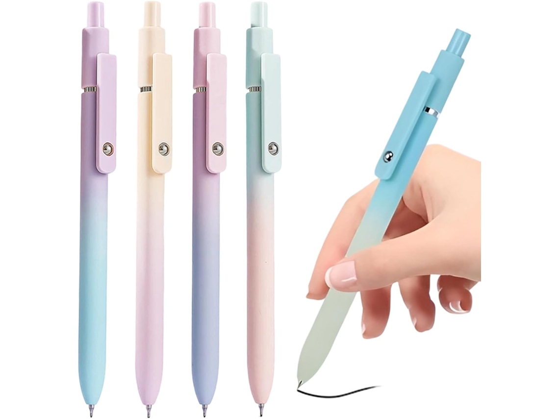Canetas Em Gel Para Anotações- Caneta Em Expansível De 0, 7 Mm, Conjunto De 5 Unidades Com Clipe Escola,