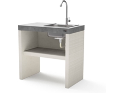 Módulo para Barbacoa TUOZI Plan/Venit 1 con fregadero y grifo (Blanco, Gris - 78x47x77cm)