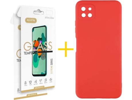 Carcasa + 2 Protectores de Pantalla para Oppo A73 5G ACCETEL Rojo