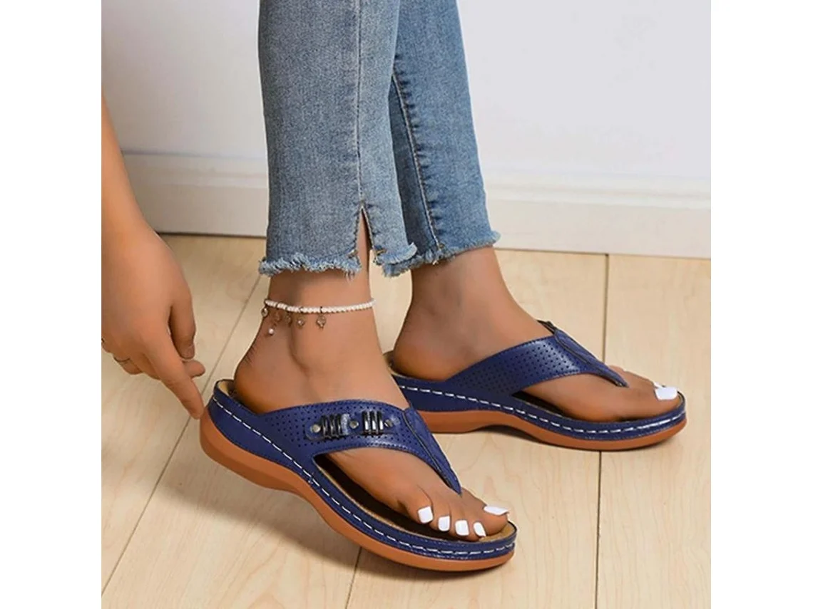 2026-sandalias Ortopédicas Para Mujer Con Cuña Suelas Ergonómicas Zapatos Cómodos Playa Exterior Xfb 37 Azul