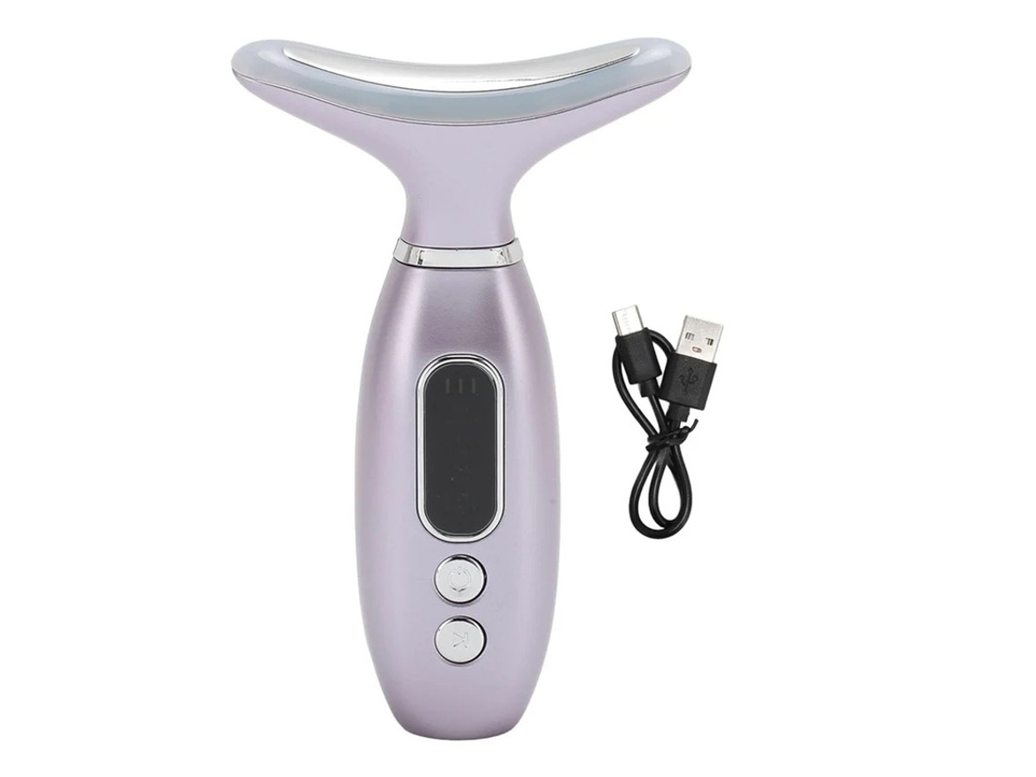 Masajeador facial de belleza con múltiples niveles de vibración, activación de la piel, batería de litio recargable para rostro y cuello, morado, Bestvite