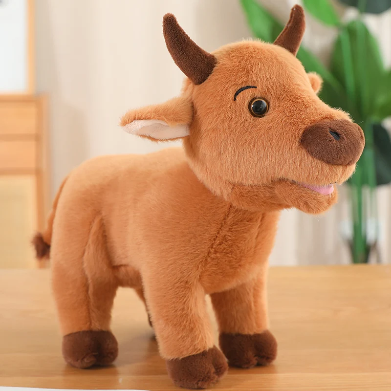 (marrón, 25 Cm) Lindo Juguete De Vaca Realista De Anime De Dibujos Animados Del Bosque