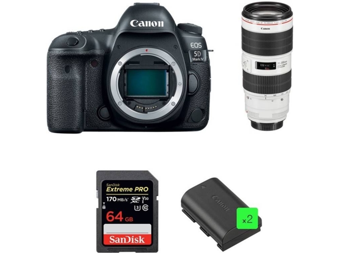 Kit Cámara Reflex CANON EOS 5D Mark IV + EF 70-200mm f/2.8L IS III USM + SanDisk 64GB + 2 LP-E6N