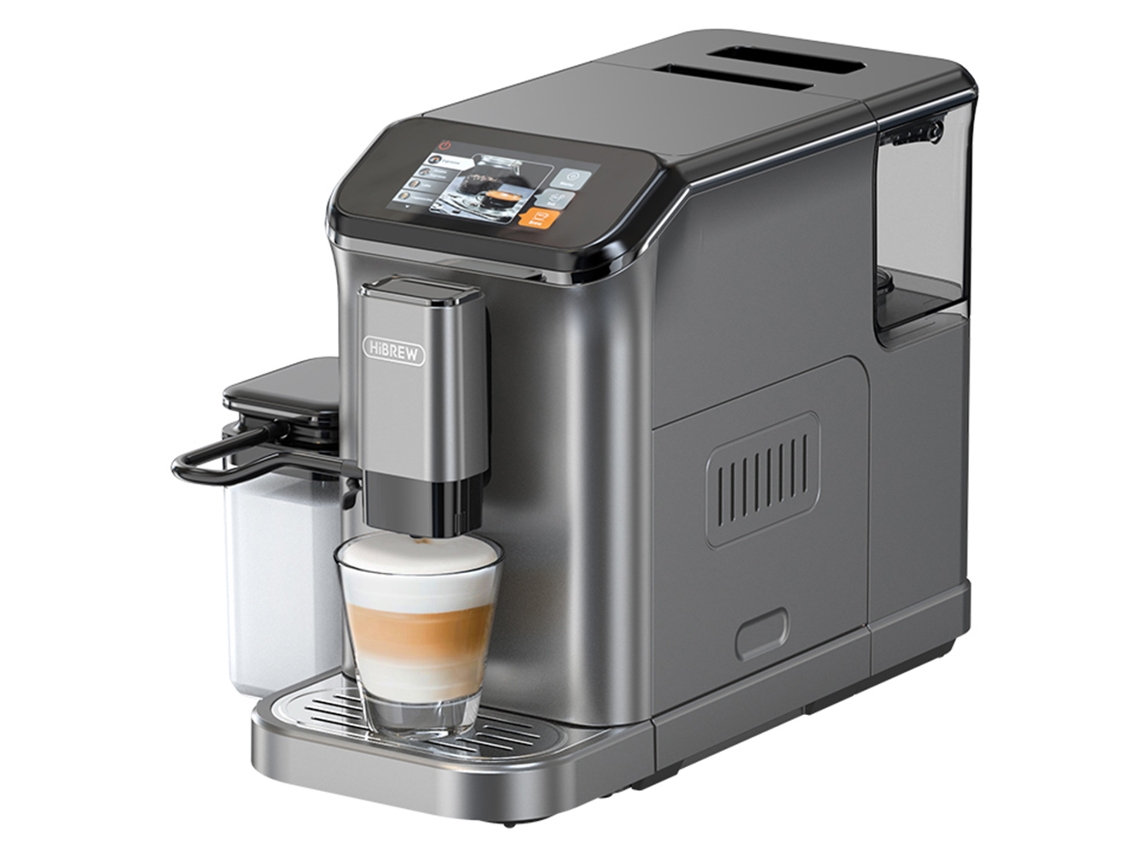 Cafetera espresso automática Hibrew H16 con molinillo, 20 bares de extracción, pantalla táctil de 4,3 pulgadas y depósito de leche extraíble de 1,5 l.