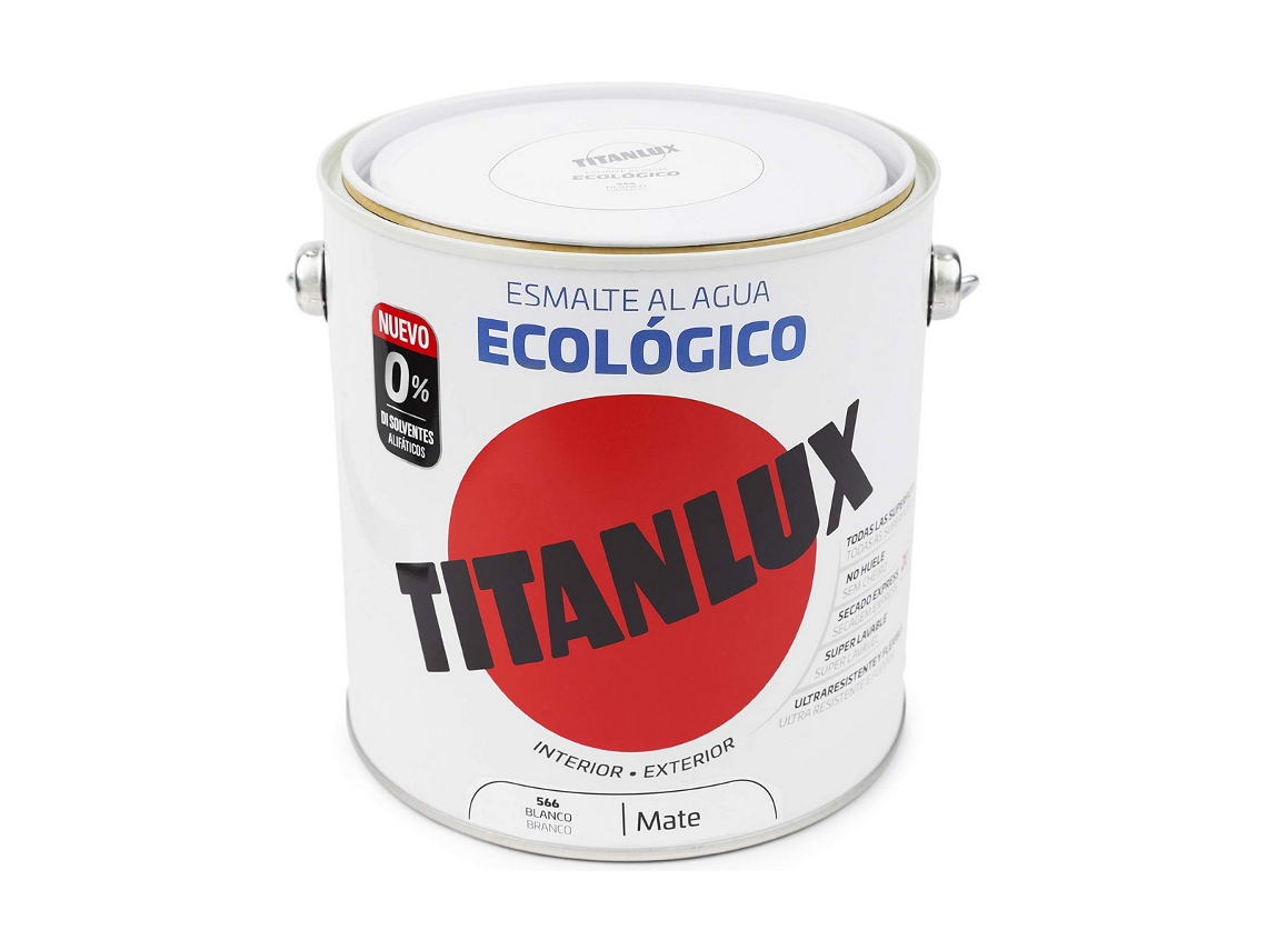 Esmalte TITANILUX 02T056625 A Base de Agua (Blanco Mate - 2,5 L)