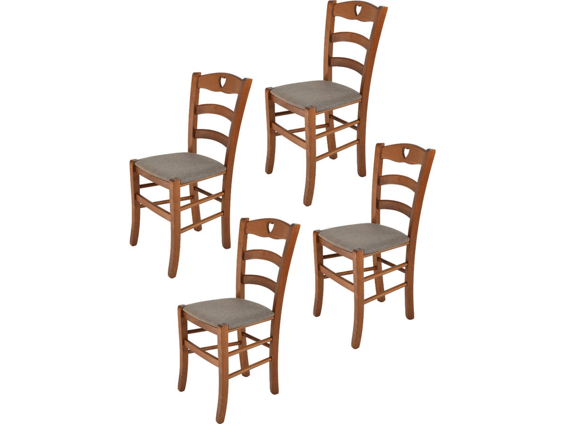 Conjunto de 4 Cadeiras T M C S Cuore 252NO-110-NL025 (Castanho - 88x43x46 cm - Madeira)
