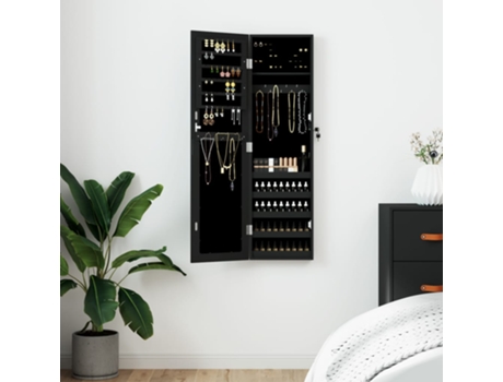 Espejo con joyero de pared negro 30x8.5x106 cm VIDAXL