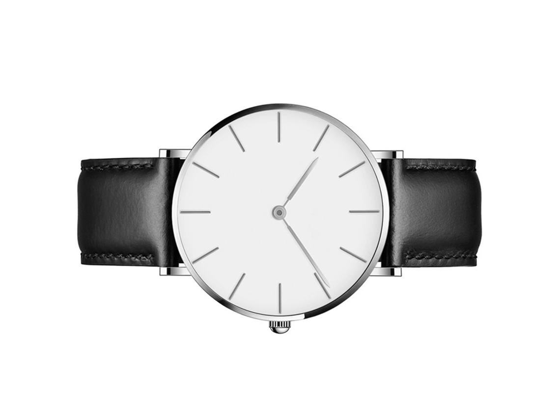 Reloj De Cuarzo De Lujo Para Hombre Con Correa De Cuero Delgada, Resistente Al Agua Hasta 3 Atm.