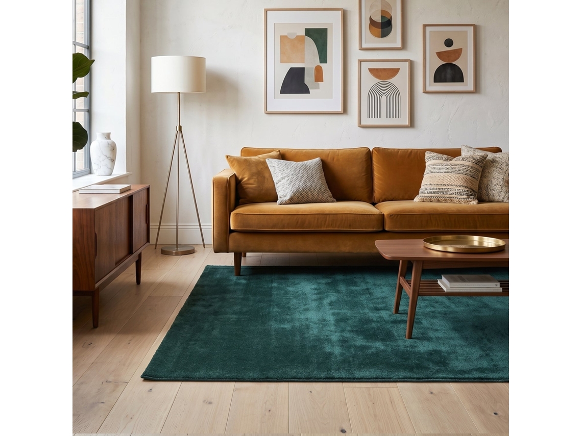 Rugura - Alfombra Lavable Y Antideslizante De Salón O Habitación, Lisa, De Pelo Corto, Suave, 80x150cm, Verde