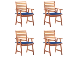 Sillas de comedor de jardín de 4 piezas DKD Home Decor con cojines de acacia maciza