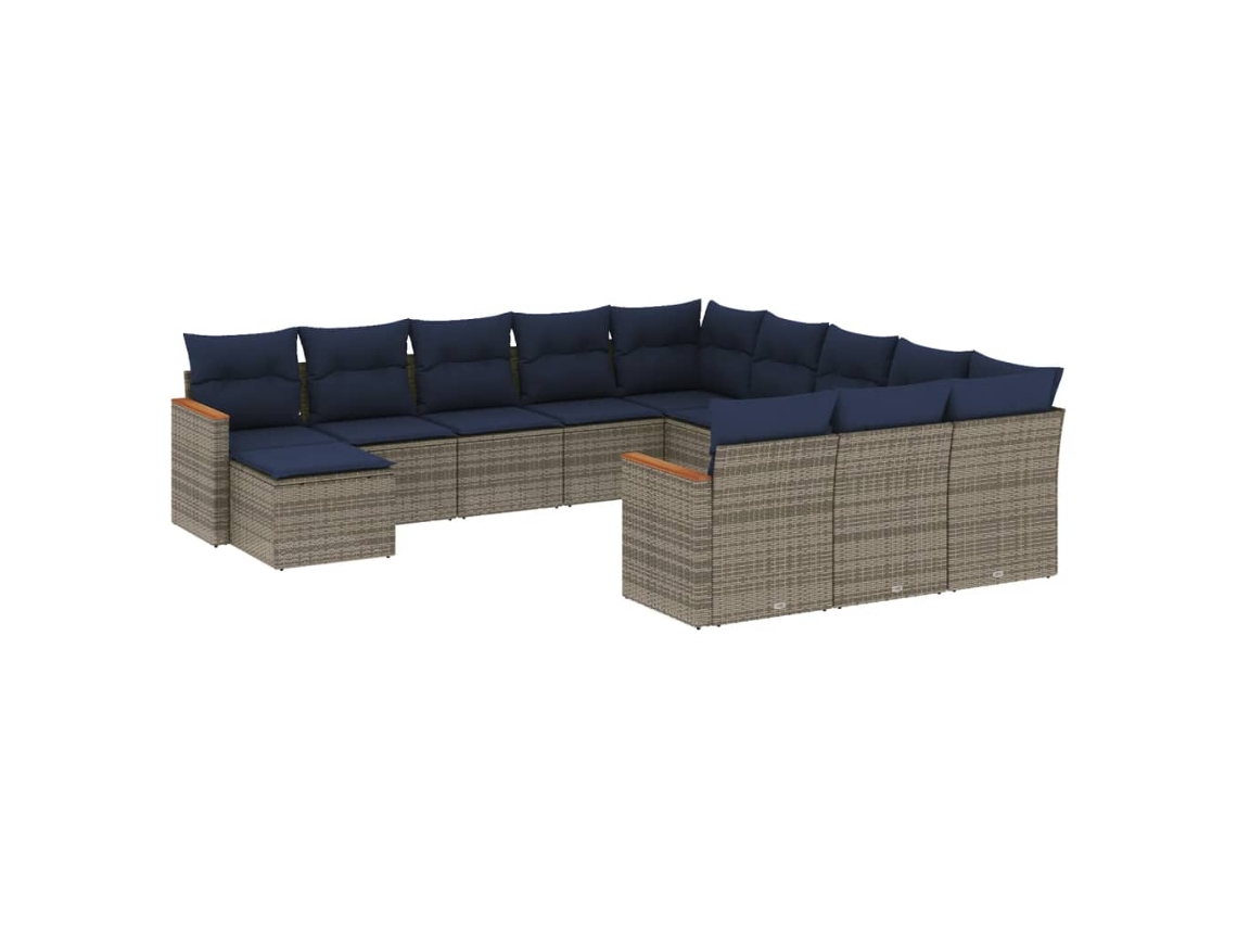 Maison Exclusive - Conjunto De Sofá De Jardín De 12 Piezas Con Cojines, Poliratán Gris