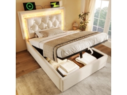 Cama Individual 90x200 – Led, Usb/type-c Y Arcón Hidráulico – Beige