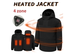 Xltengoo Hj-04b Jaqueta Corta-vento Unissex 4 Áreas 3 Níveis Aquecimento Gola Alta Capuz Resistente Vento Caminhadas Esportes Ar Livre Inverno