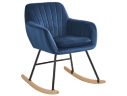 Silla mecedora BELIANI Liarum de Terciopelo Azul 60x74x82