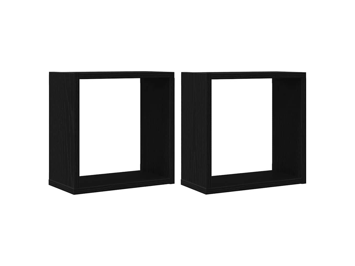 Maison Exclusive - Estantes Cubo De Pared 2 Uds Madera Roble Negro 30x15x30 Cm
