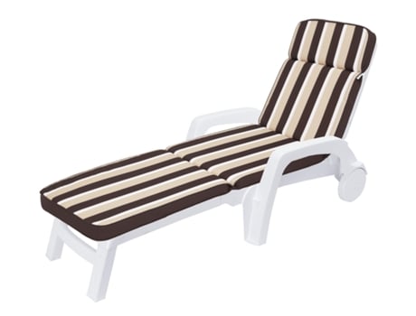 Cojín para tumbona de jardín o playa, cojín para muebles de jardín - 178x47x5 cm - Marrón con rayas SALES CORE