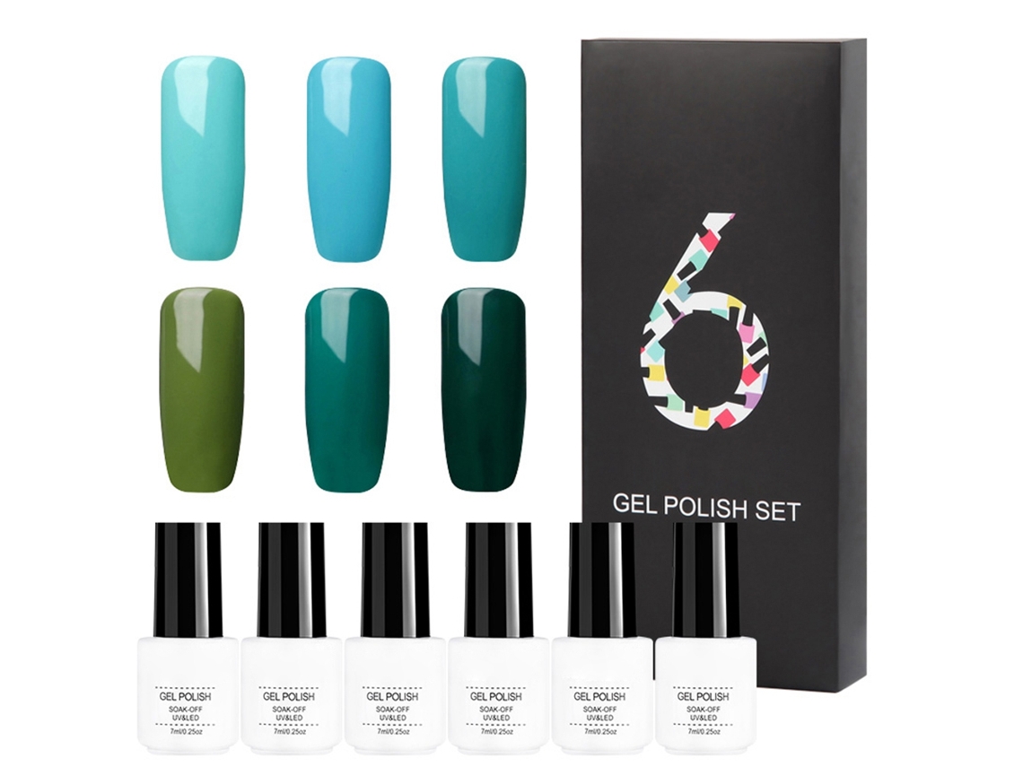 6pcs Esmalte De Unha Em Gel De Brilho Soak Off De Longa Duração 7ml Com Cura Uv Led Rctc6-06