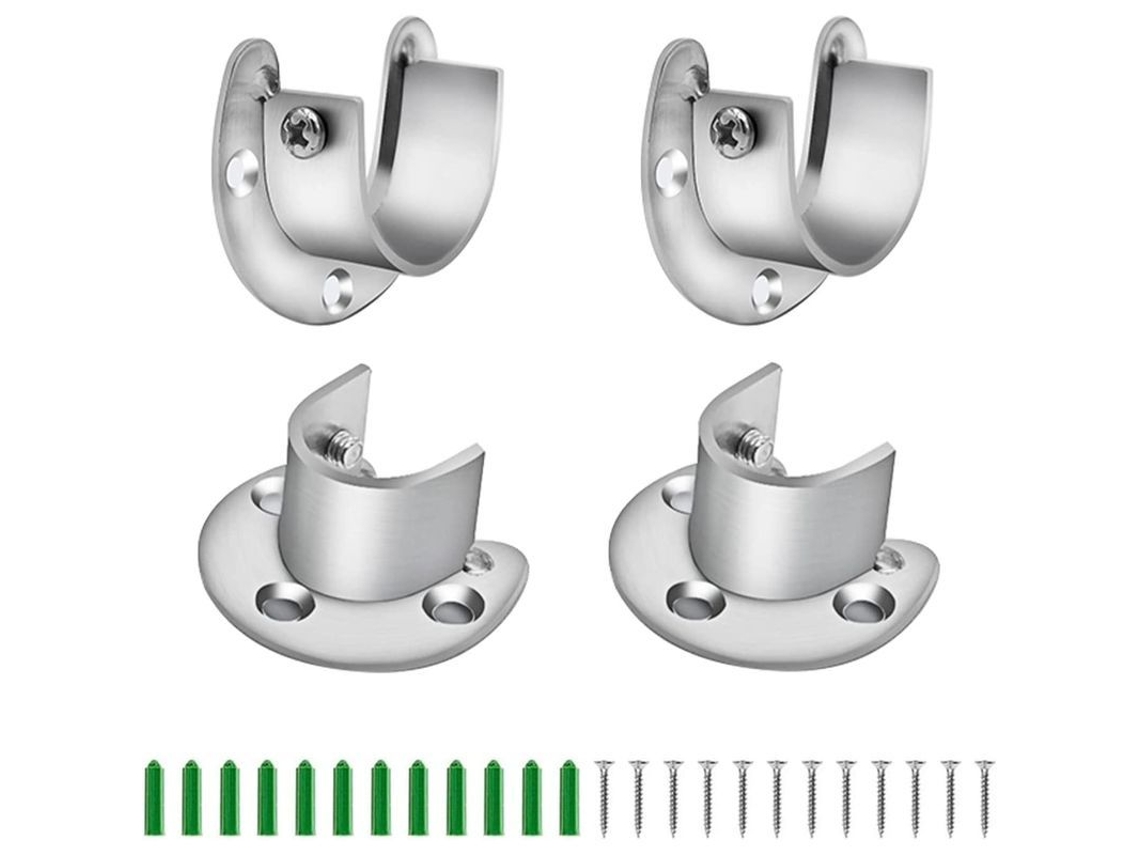 Soporte De Brida En Forma De U De 28 Mm Con Tornillos, 4 Piezas, Acero Inoxidable, Para Perchas Y Tendederos (plateado)