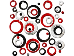 2026-72 Pegatinas De Espejo Acrílico Redondas Para Pared Decoración Sala Removibles Plata Rojo Negro