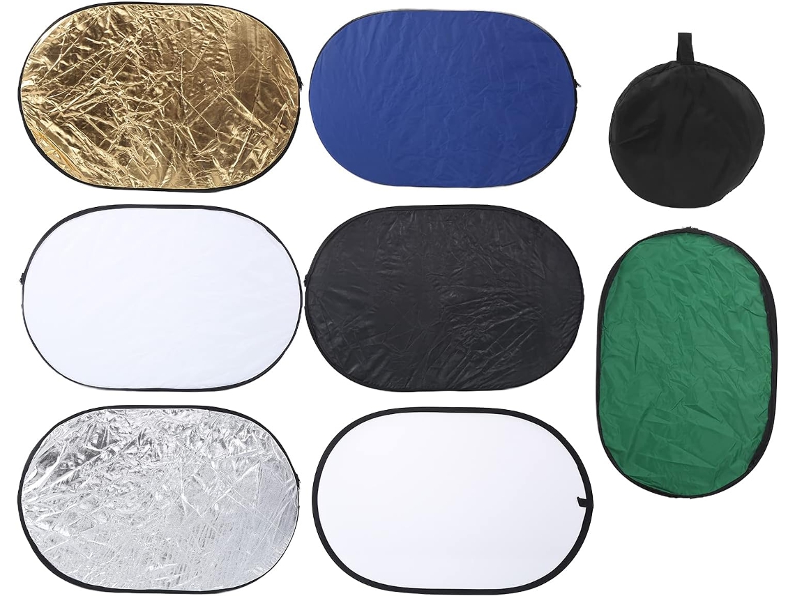 Reflector Ovalado De 7 Pulgadas Para Iluminación Fotográfica, Plegable, Con Bolsa De Transporte.