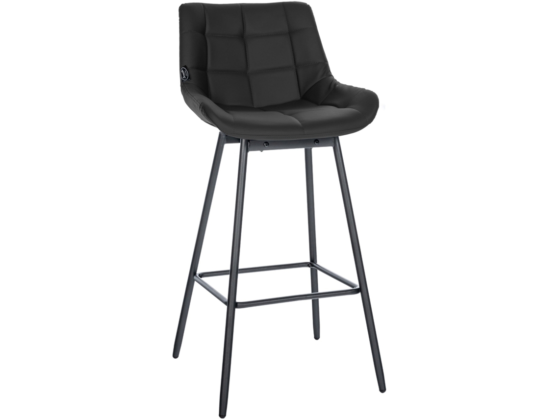 Taburete giratorio X1 con reposapiés, tapizado en PVC negro, base de cuatro patas de metal negro 10_0005469
