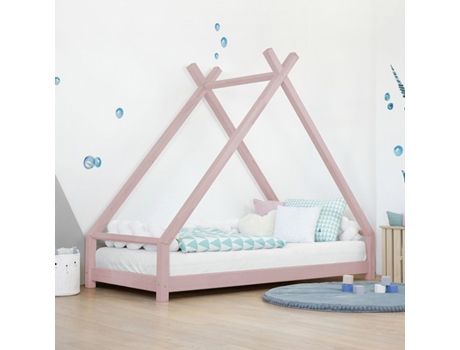 Cama tipi infantil TAHUKA 140 x 200 rosa pastel BENLEMI