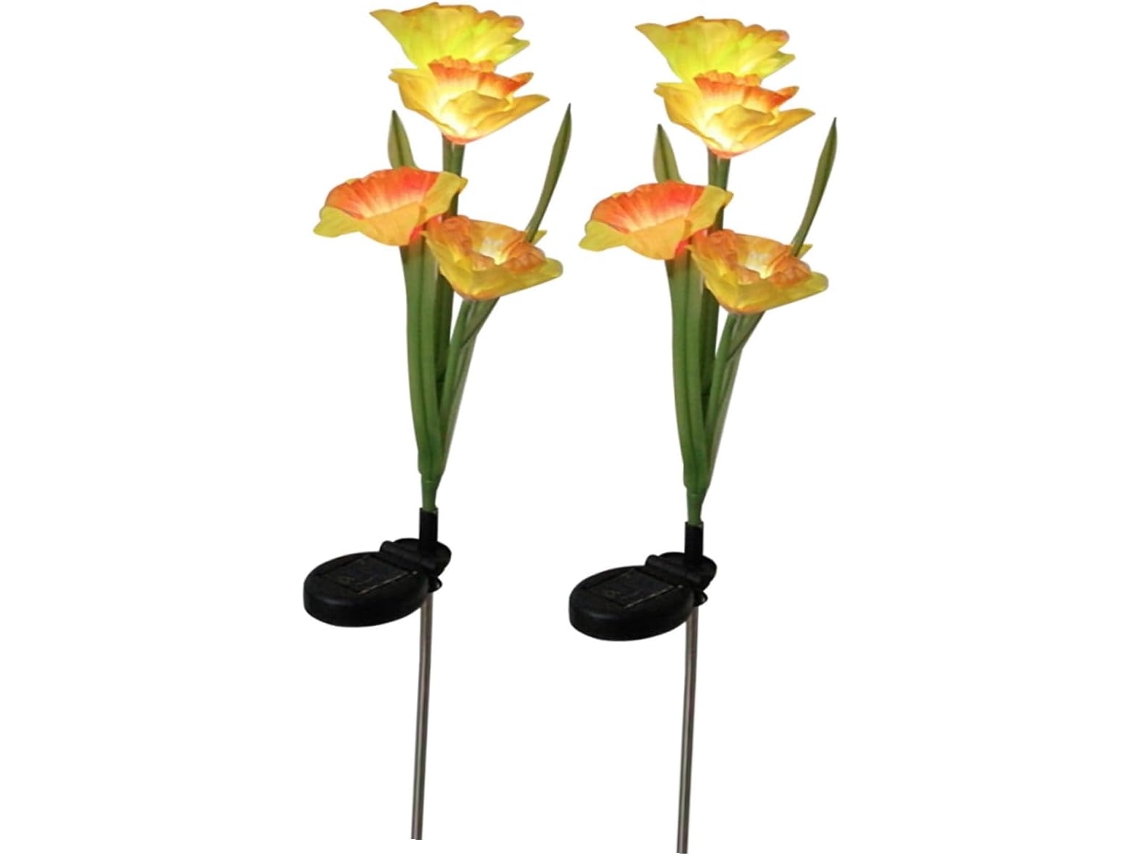 Slowmoose 2 Luces solares para exteriores con forma de ramas de flores, LED amarillo/naranja.