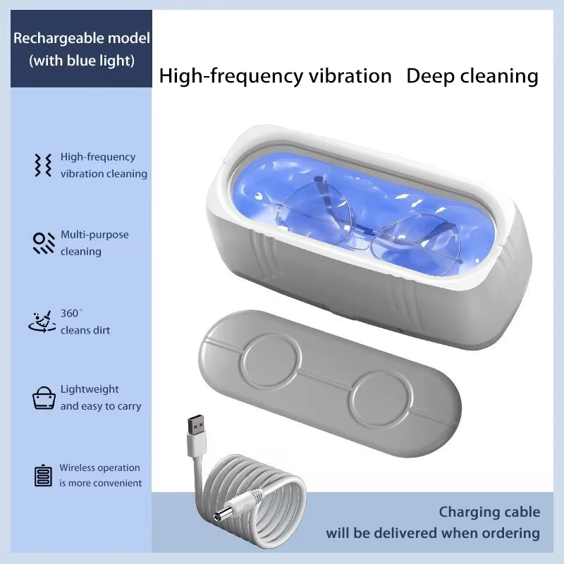 Limpador de óculos ultrassônico MDUG, alta frequência, USB, luz azul automática