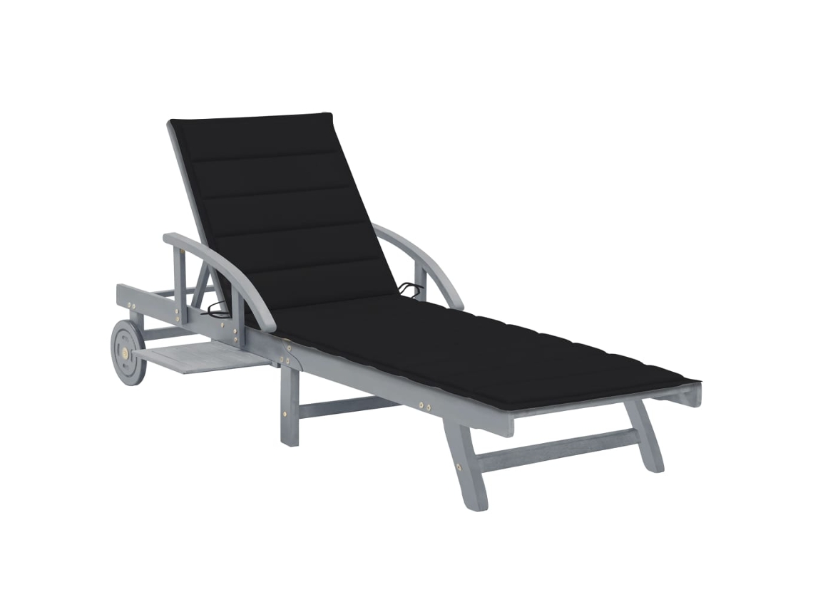Tumbona Lounger de Jardín con Cojín Madera de Acacia Maciza