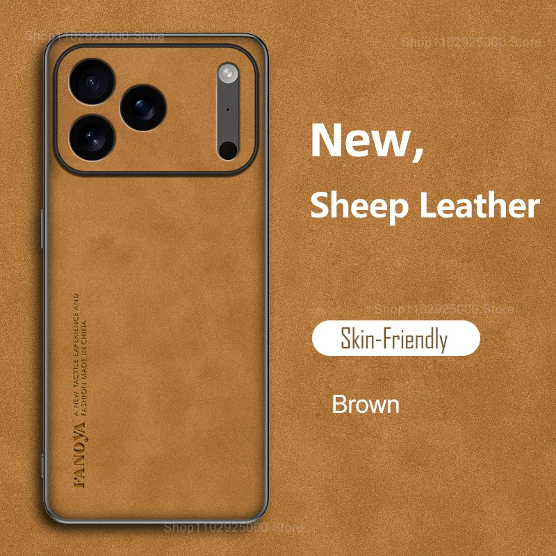 (marrón Iphone 15 Plus) Funda Para Iphone A Prueba De Golpes De Piel Sintética, Cubierta Trasera Suave De Piel De Oveja De Color Liso.