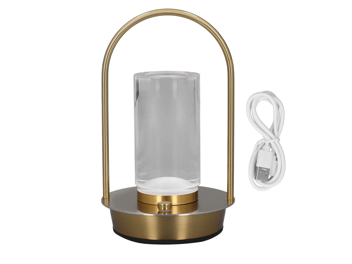 Bj-lâmpada De Mesa Metálica Led Recarregável 3 Cores Regulável Sem Fio Com Controle Táctil Para Quarto, Sala De Jantar E Exterior