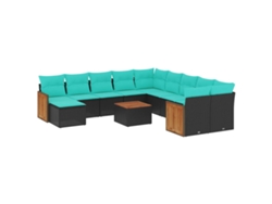 Maison Exclusive - Conjunto De Sofá De Jardín De 12 Piezas Con Cojines, De Poliratán Negro
