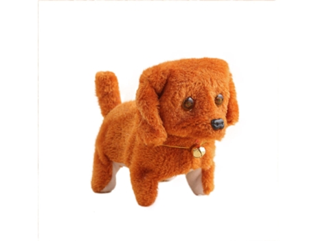 Peluche Eléctrico Suave Para Caminar Que Brilla Intensamente Perro de Peluche Realista Ladrido Afortunado Marrón
