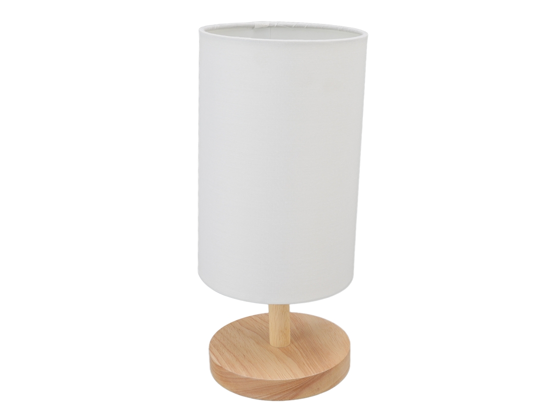 Lámpara de mesita de noche con base de madera y pantalla de tela para dormitorio, Bivolt 110-240v, color blanco