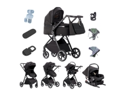 Cochecito de bebé, plegado sencillo, diseño versátil, negro con base Isofix.