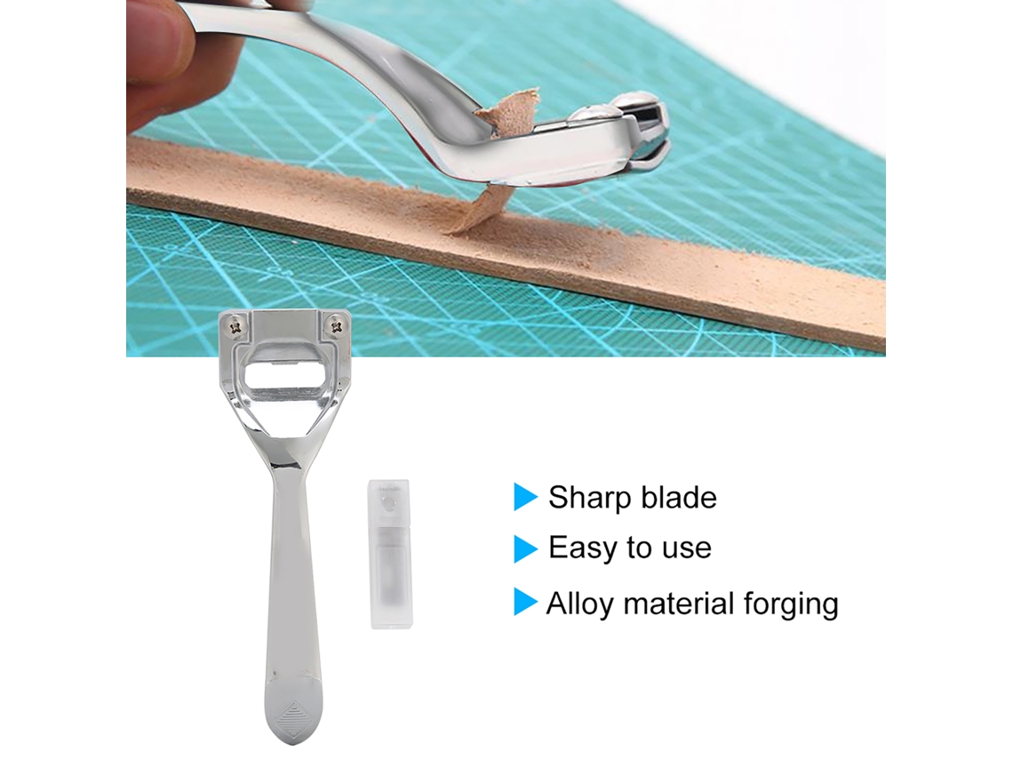 Cortador De Cuero Plateado Estilo Estadounidense Con 3 Cuchillas, Herramienta De Grabado Para Manualidades.