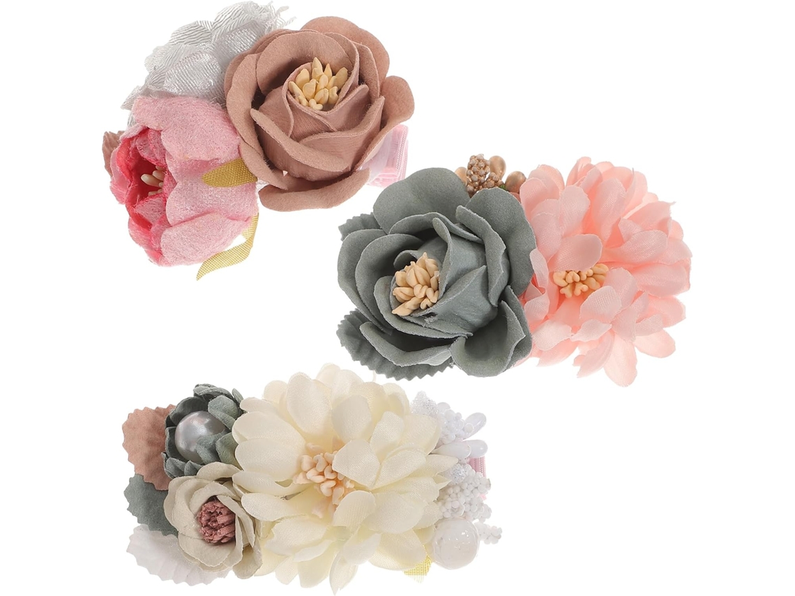 Juego De 3 Pinzas Para El Cabello Con Forma De Flor Para Niñas Pequeñas