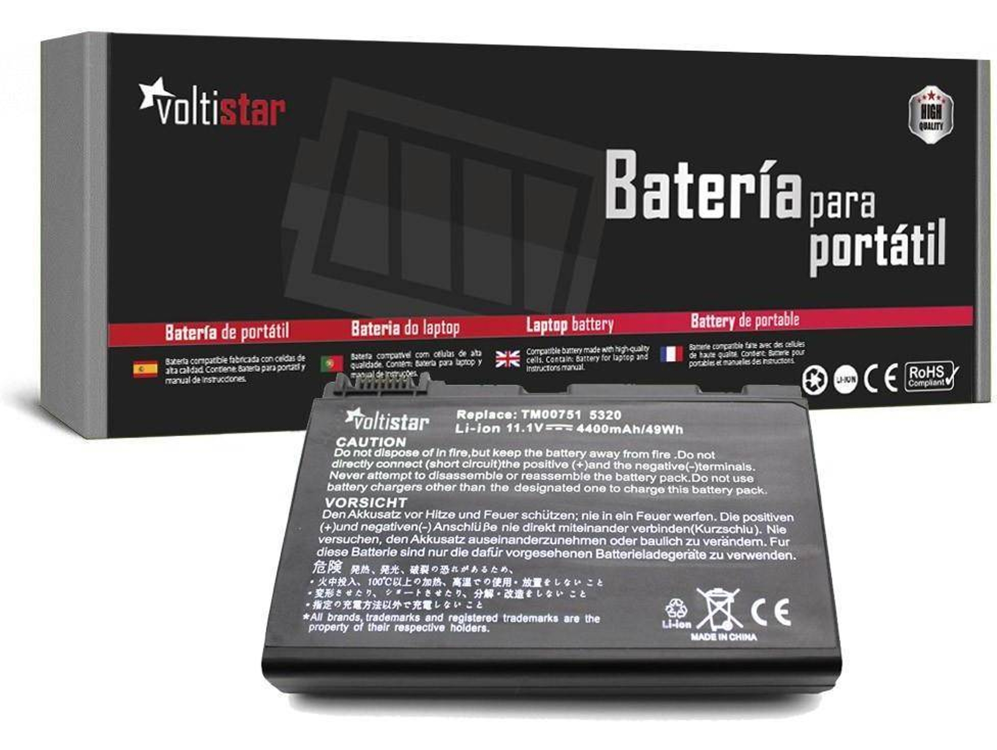 Batería VOLTISTAR para Acer Travelmate 5310 5320 5520 5720 7520 7720 Grape32 Grape34