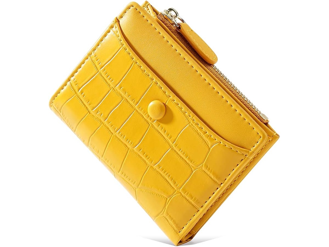 Cartera de mujer con estampado de piedras - Monedero delgado y elegante - Amarillo