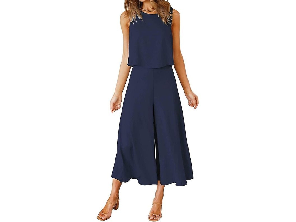Fasst-conjunto De Verano Para Mujer Roylamp: Blusa Corta Cuello Redondo Y Pantalones Anchos Cortos