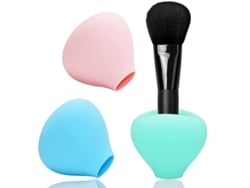 Soporte Para Brochas De Maquillaje, Organizador De Silicona, 3 Paquetes Reutilizables, Tamaño Viaje (rosa, Azul, Verde)